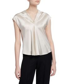 Vince V-Neck Sleeveless Drape Blouse at Neiman Marcus